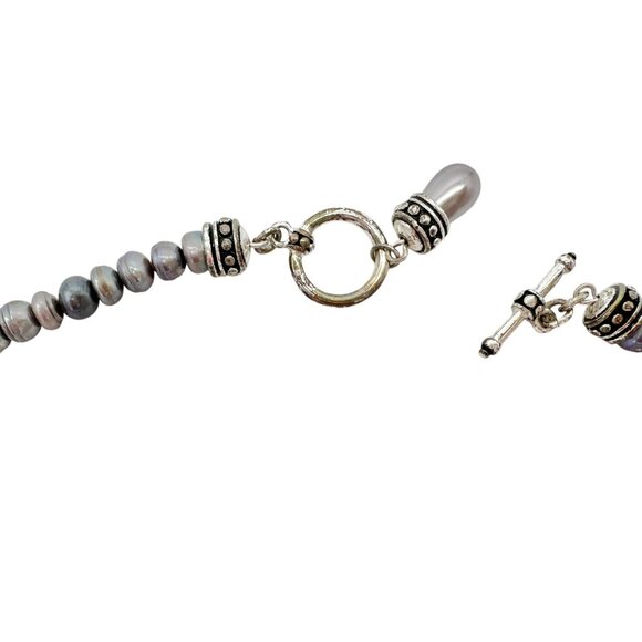 Premier Designs Necklace Shades of Gray 18 Inch Freshwater Pearl Necklace Toggle - Picture 6 of 9